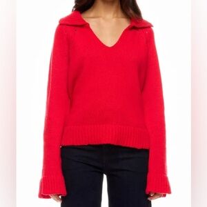 Ciao Lucia Red V-Neck Collar Sweater